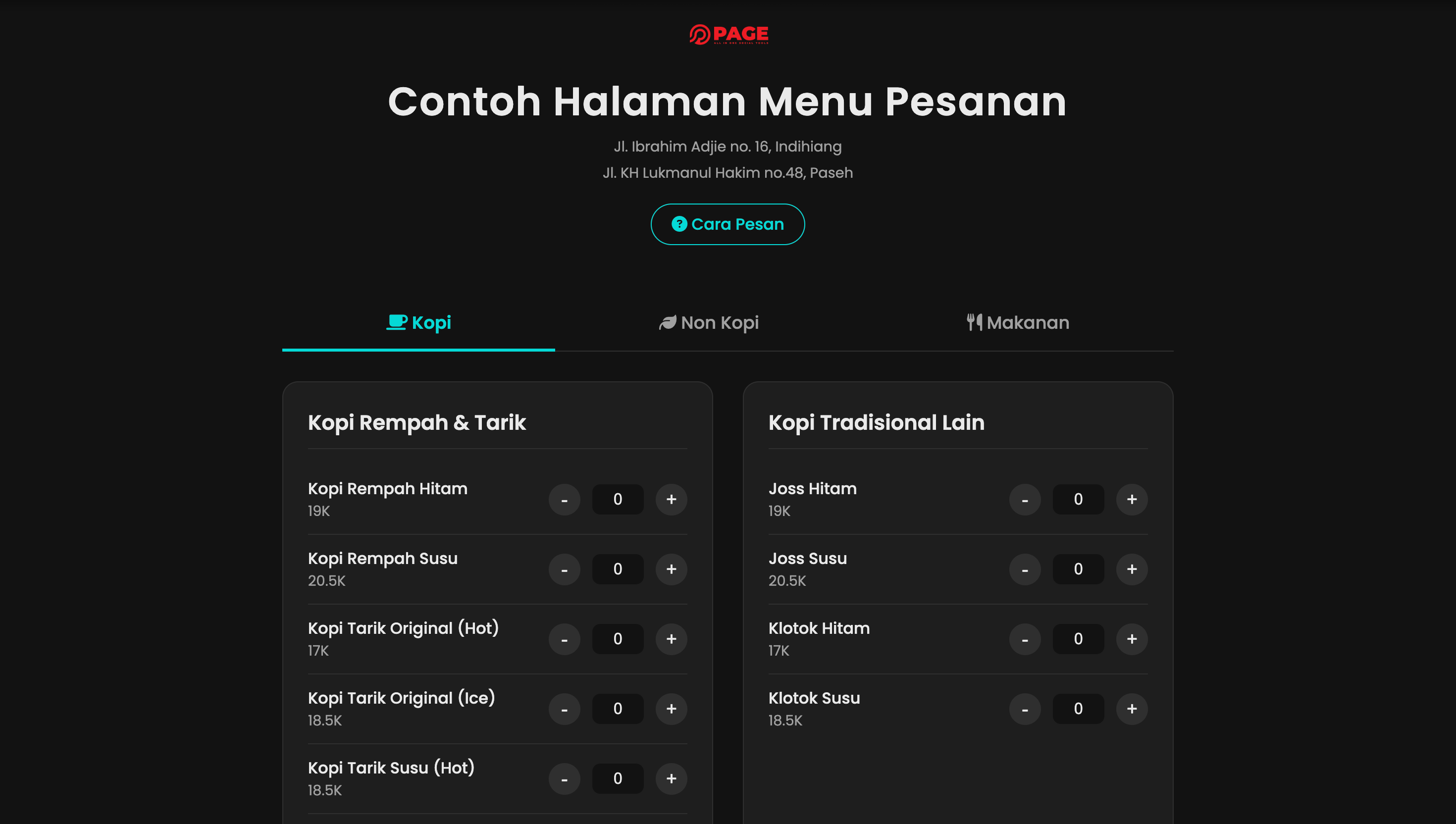 Preview Menu Order